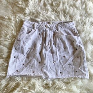 Cotton On White Star Stud Denim Skirt US 10